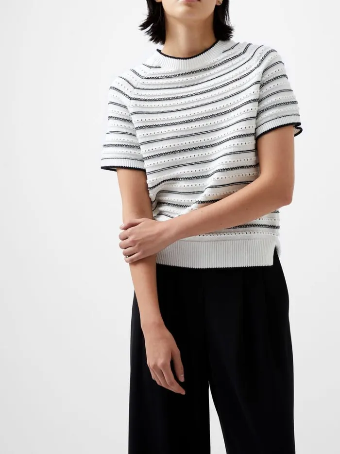 French Connection Jumpers and Cardigans Oskie Short Sleeve Jumper Winter Whitemoonles 8211 Woman