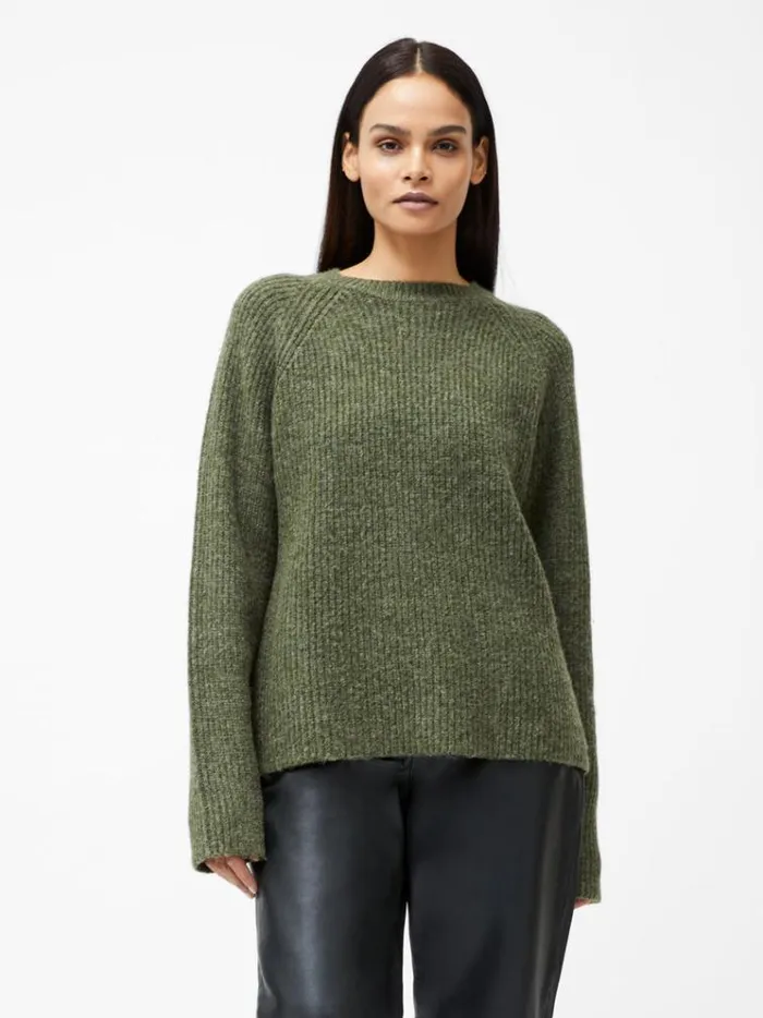 French Connection Jumpers and Cardigans Raglan Sleeve Jumper Dk Khaki 8211 Woman