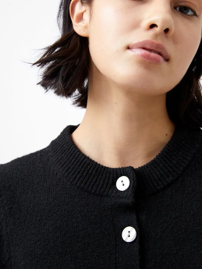 French Connection Jumpers and Cardigans Vhari Recycled Puff Sleeve Cardigan Black 8211 Woman