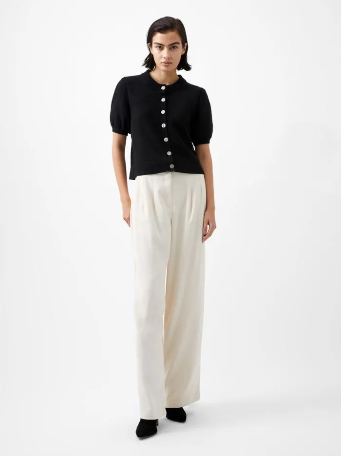 French Connection Jumpers and Cardigans Vhari Recycled Puff Sleeve Cardigan Black 8211 Woman