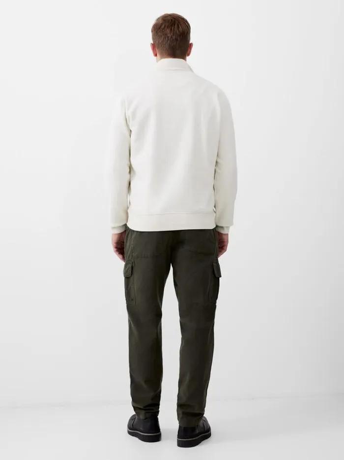 French Connection Knitwear Fleeceback Funnel Neck Half Zip Sweatshirt Ecru 8211 Man