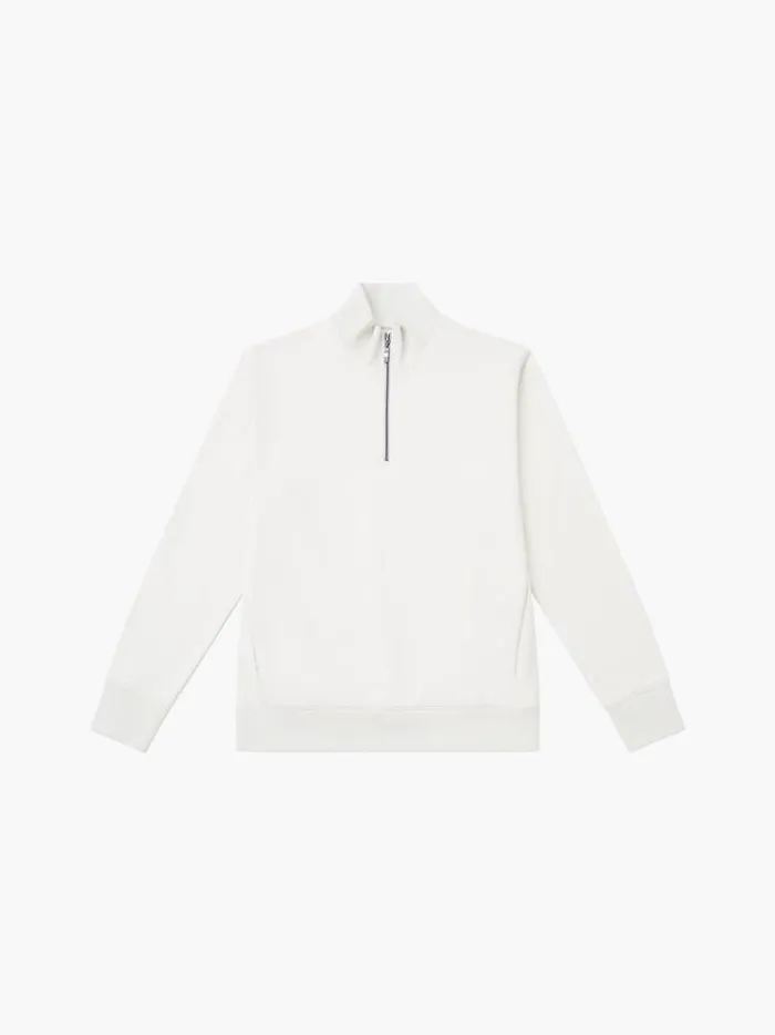 French Connection Knitwear Fleeceback Funnel Neck Half Zip Sweatshirt Ecru 8211 Man