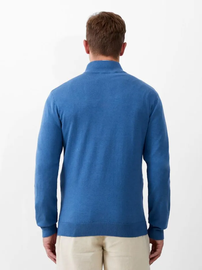 French Connection Knitwear Half Zip Funnel Neck Jumper Steel Blue 8211 Man