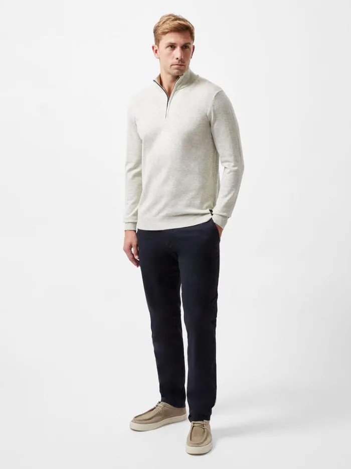 French Connection Knitwear Half Zip Knitted Jumper Oatmeal 8211 Man