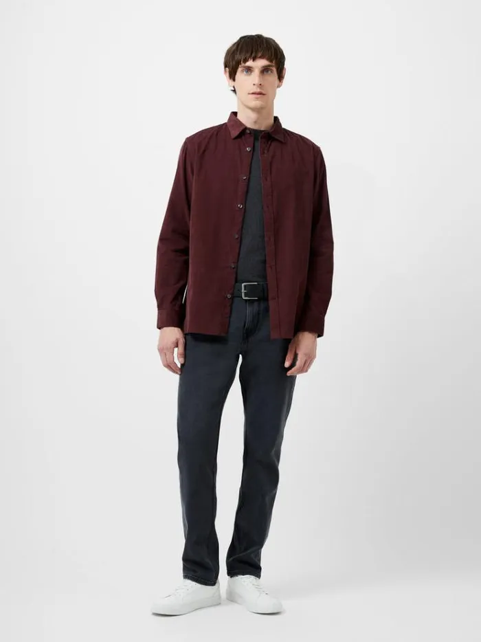 French Connection Shirts Baby Corduroy Shirt Burgundy 8211 Man