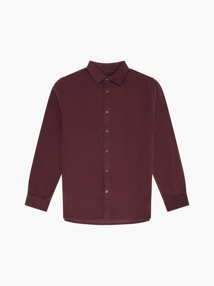 French Connection Shirts Baby Corduroy Shirt Burgundy 8211 Man