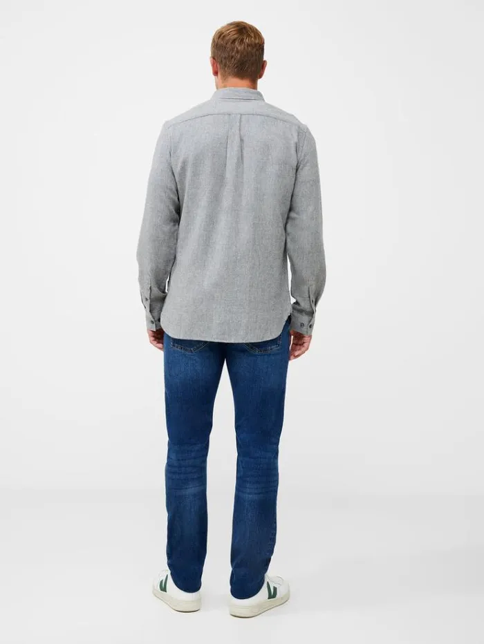 French Connection Shirts Flannel Long Sleeve Oxford Shirt Lgt Grey Mel 8211 Man