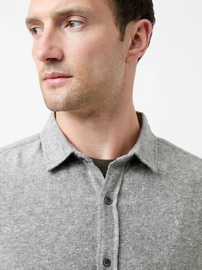 French Connection Shirts Long Sleeve Flannel Shirt Light Green Olive 8211 Man