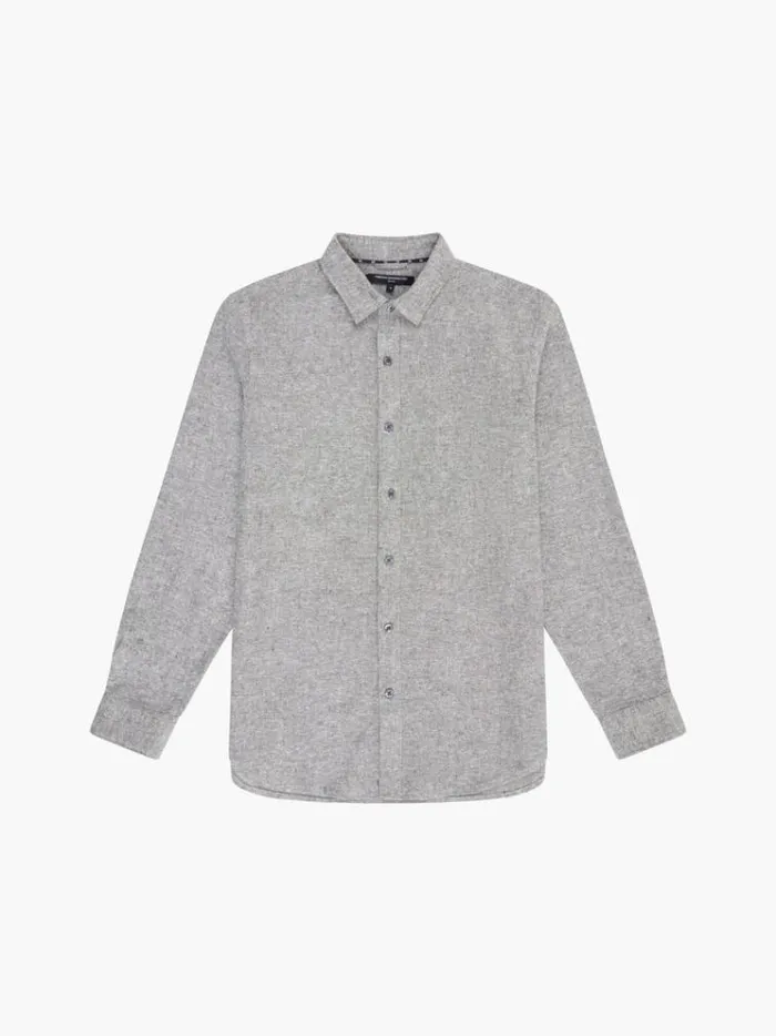French Connection Shirts Long Sleeve Flannel Shirt Light Green Olive 8211 Man