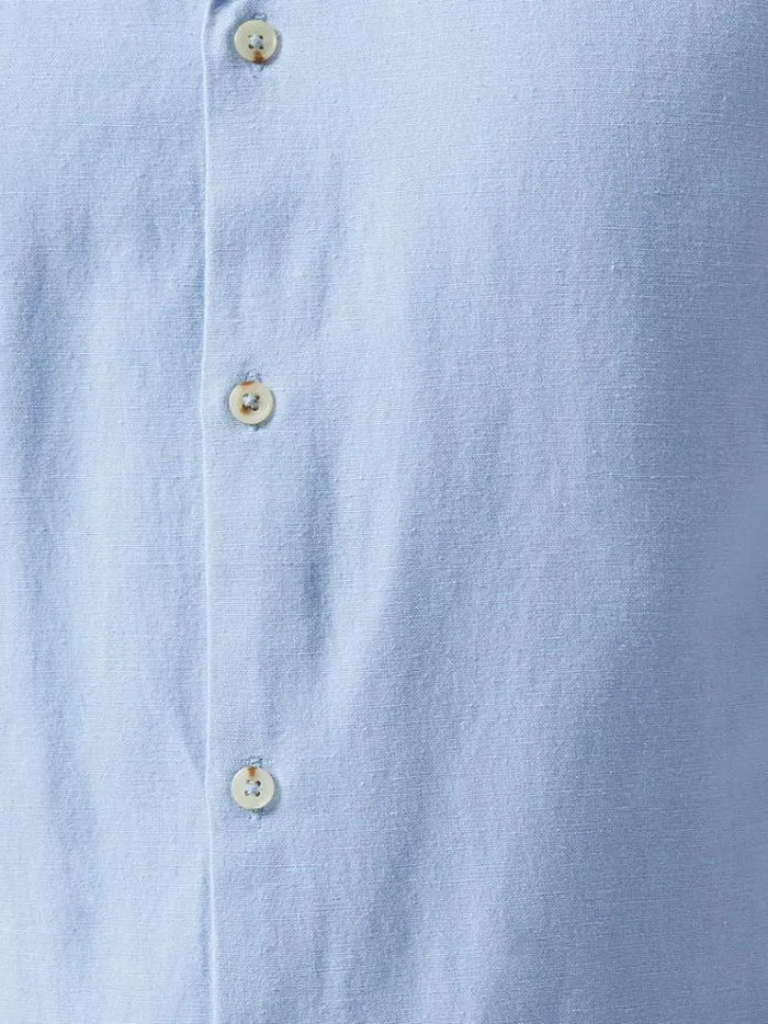 French Connection Shirts Long Sleeve Linen Blend Shirt Light Blue 8211 Man