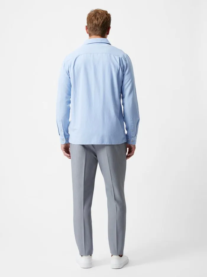 French Connection Shirts Long Sleeve Linen Blend Shirt Light Blue 8211 Man