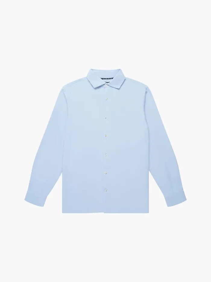 French Connection Shirts Long Sleeve Linen Blend Shirt Light Blue 8211 Man