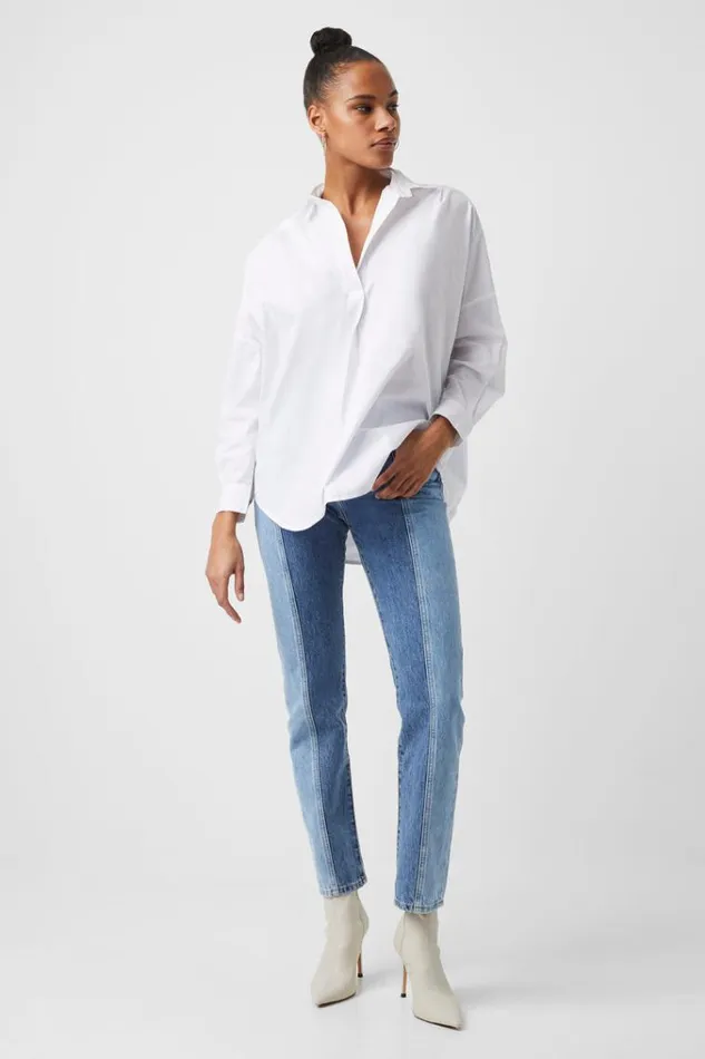 French Connection Shirts Rhodes Poplin Popover Shirt Linen White 8211 Woman