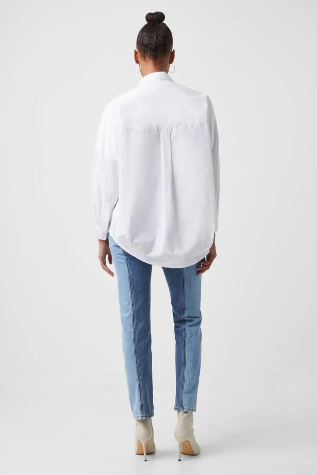 French Connection Shirts Rhodes Poplin Popover Shirt Linen White 8211 Woman