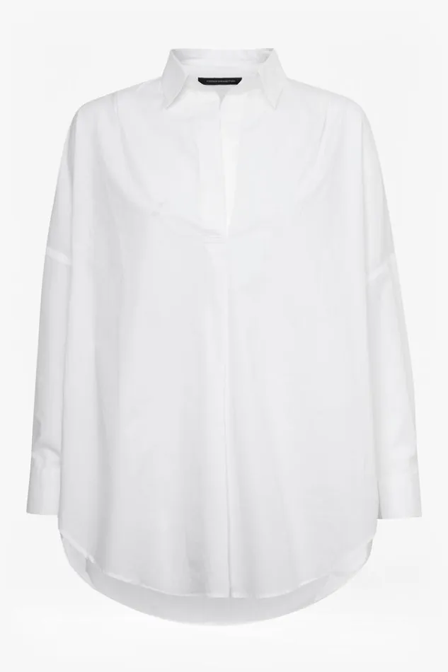 French Connection Shirts Rhodes Poplin Popover Shirt Linen White 8211 Woman