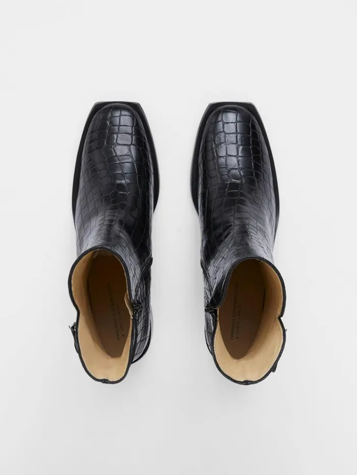 French Connection Shoes Connic Croc Ankle Boots Black Croc 8211 Woman