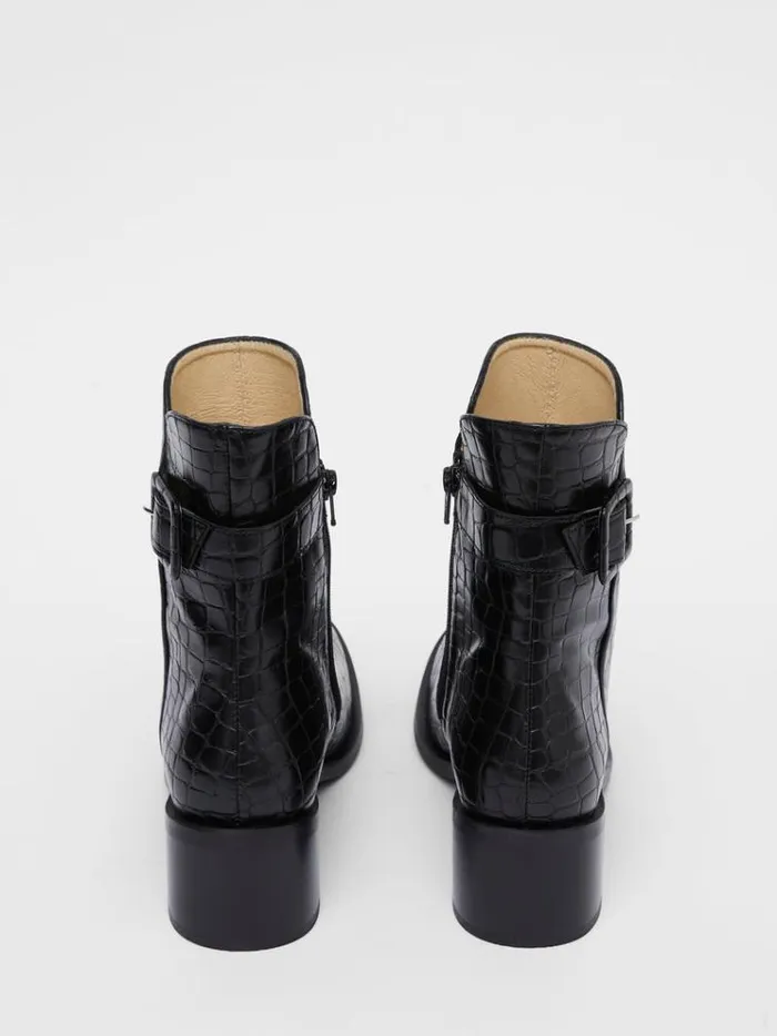French Connection Shoes Connic Croc Ankle Boots Black Croc 8211 Woman