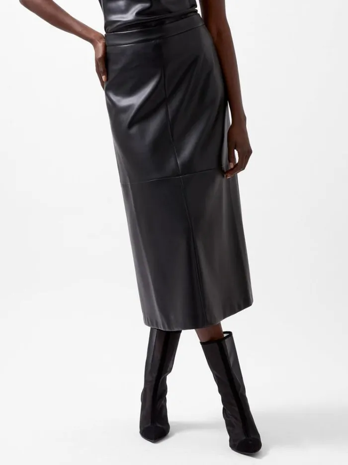 French Connection Skirts and Shorts Crolenda Pu Midi Skirt Blackout 8211 Woman