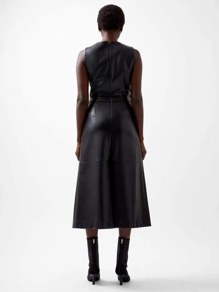French Connection Skirts and Shorts Crolenda Pu Midi Skirt Blackout 8211 Woman