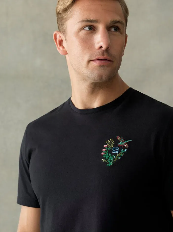 French Connection TShirts and Polo Shirts Embroidered Dragonfly Organic Graphic TShirt Black 8211 Man French Connection TShirts and Polo Shirts Embroidered Dragonfly Organic Graphic TShirt Black 8211 Man
