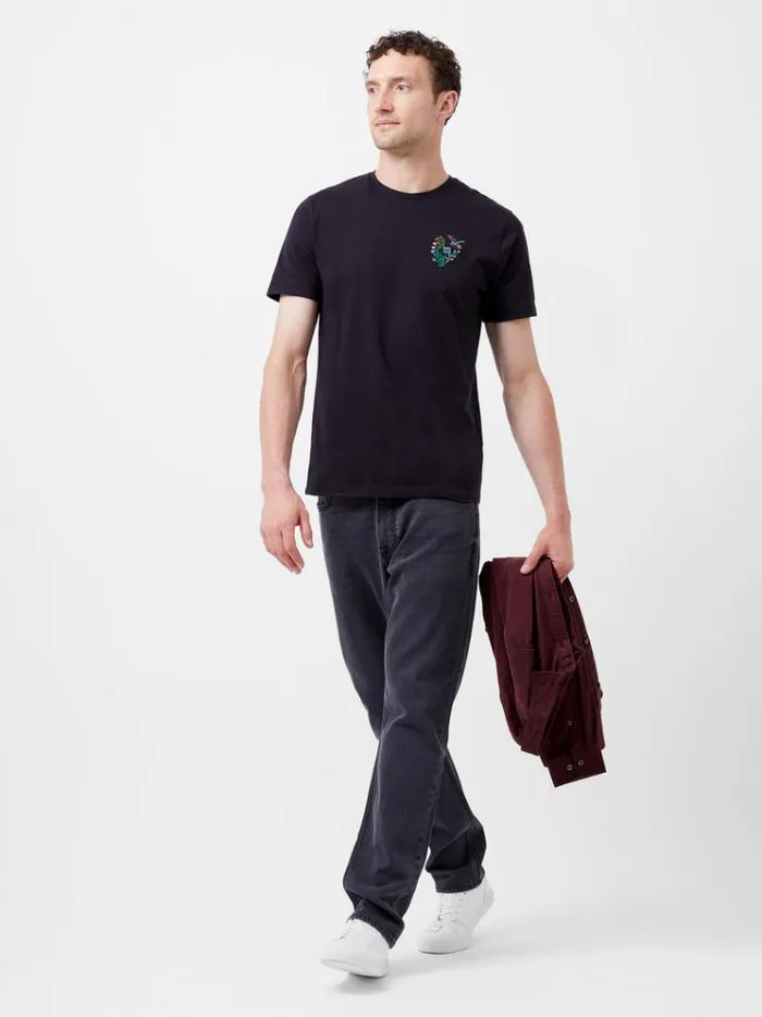 French Connection TShirts and Polo Shirts Embroidered Dragonfly Organic Graphic TShirt Black 8211 Man