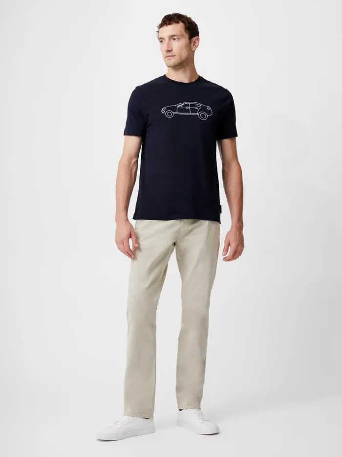 French Connection TShirts and Polo Shirts Embroidered Sports Car Graphic TShirt Marine 8211 Man