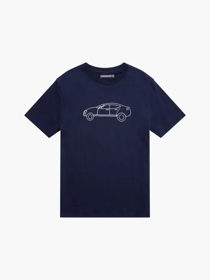 French Connection TShirts and Polo Shirts Embroidered Sports Car Graphic TShirt Marine 8211 Man