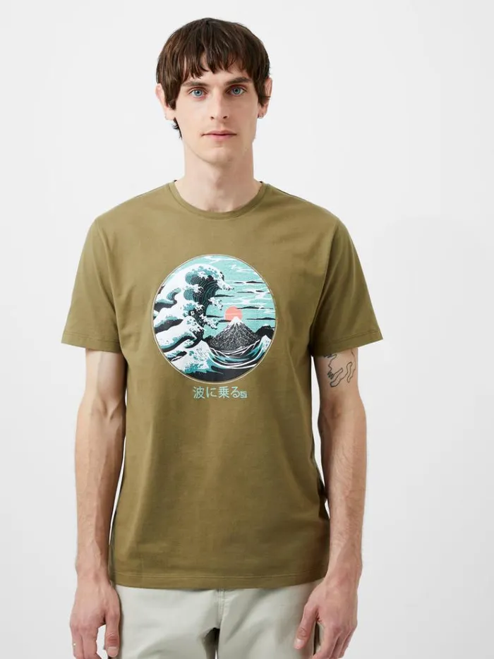 French Connection TShirts and Polo Shirts Great Wave Organic Graphic TShirt Light Green 8211 Man French Connection TShirts and Polo Shirts Great Wave Organic Graphic TShirt Light Green 8211 Man