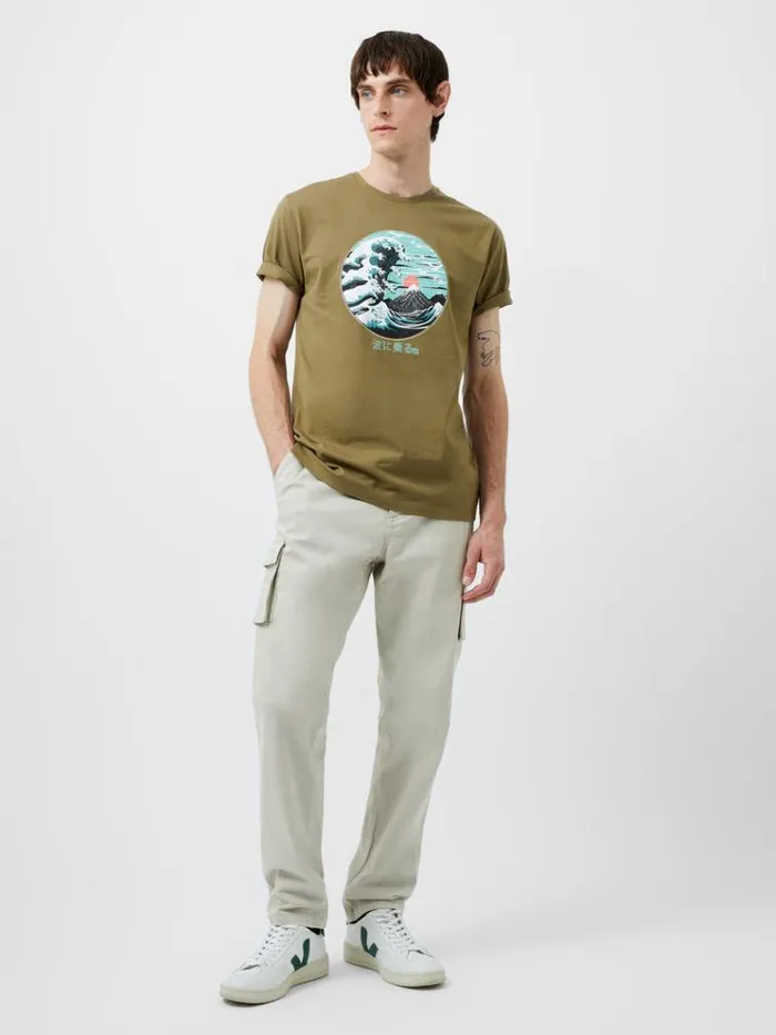 French Connection TShirts and Polo Shirts Great Wave Organic Graphic TShirt Light Green 8211 Man
