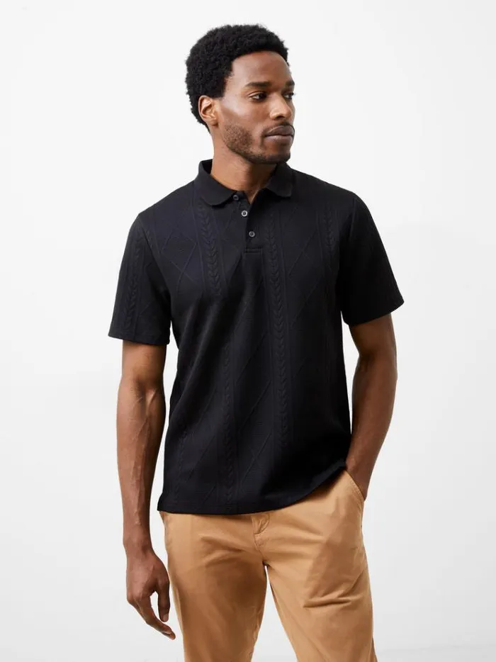 French Connection TShirts and Polo Shirts Jacquard Short Sleeve Polo Shirt Black 8211 Man French Connection TShirts and Polo Shirts Jacquard Short Sleeve Polo Shirt Black 8211 Man