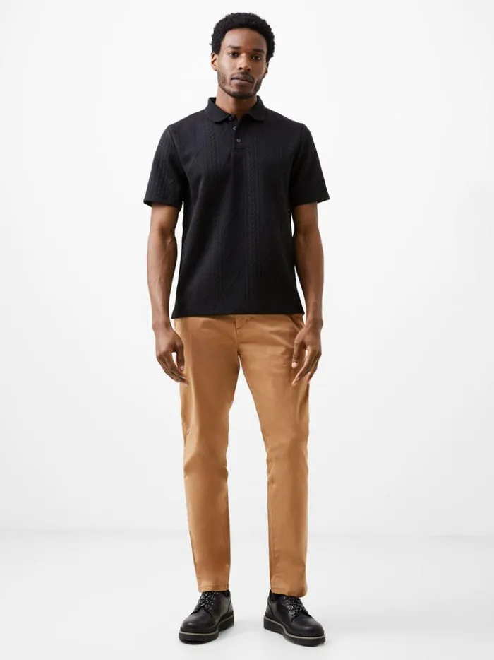 French Connection TShirts and Polo Shirts Jacquard Short Sleeve Polo Shirt Black 8211 Man