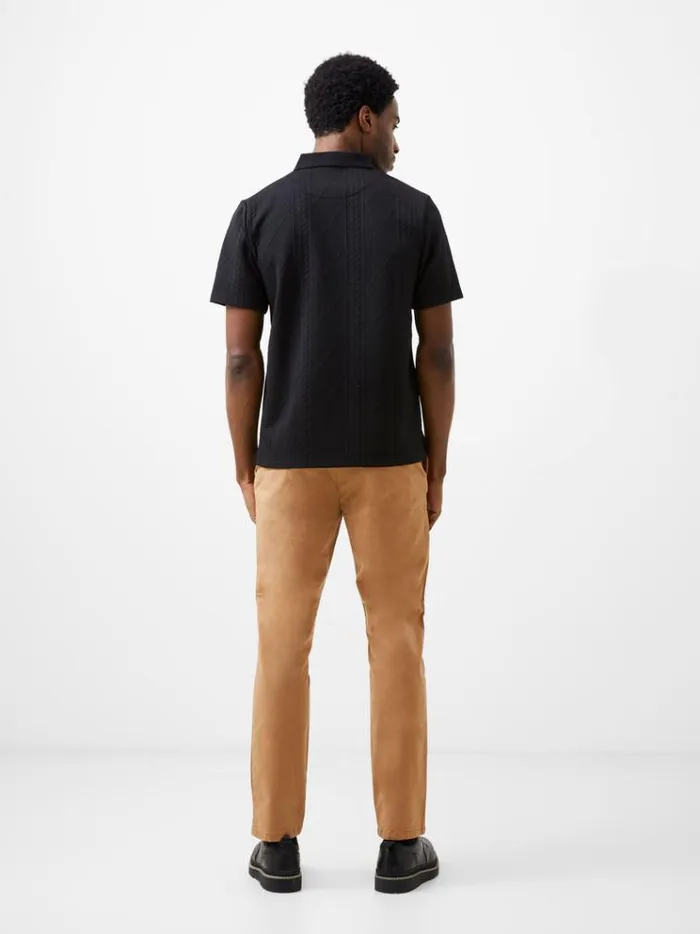 French Connection TShirts and Polo Shirts Jacquard Short Sleeve Polo Shirt Black 8211 Man
