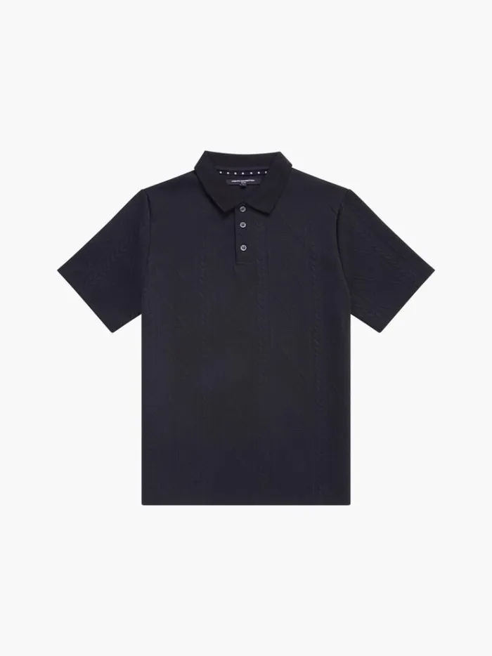 French Connection TShirts and Polo Shirts Jacquard Short Sleeve Polo Shirt Black 8211 Man