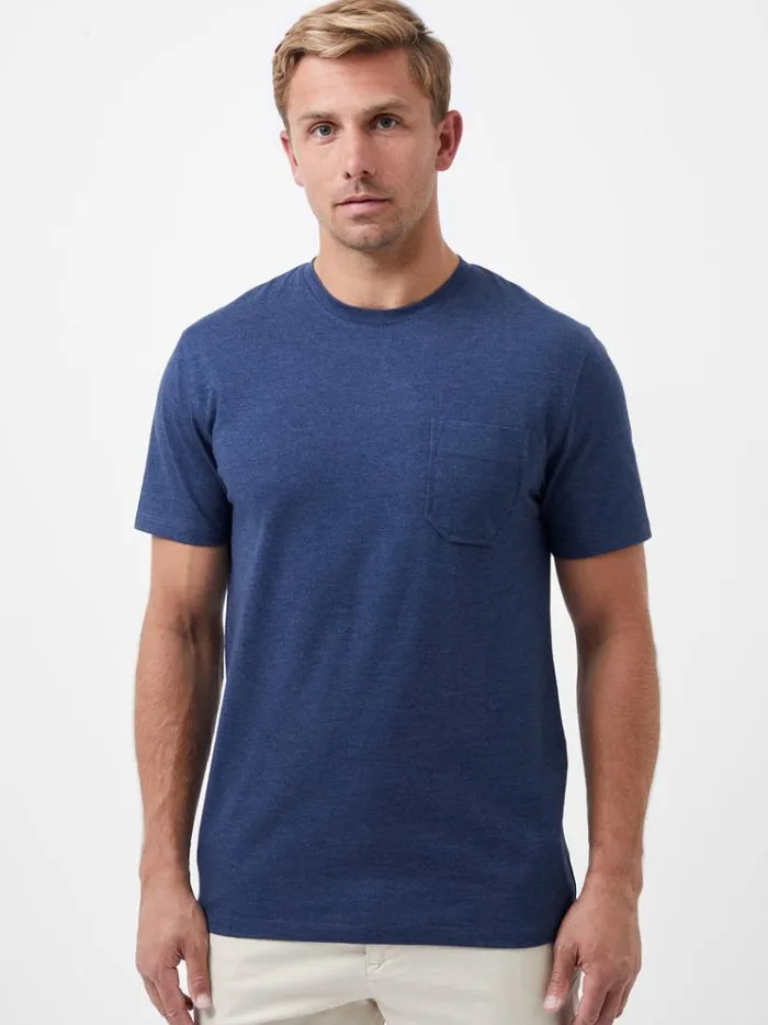 French Connection TShirts and Polo Shirts Organic Pocket TShirt Indigo Mel 8211 Man French Connection TShirts and Polo Shirts Organic Pocket TShirt Indigo Mel 8211 Man
