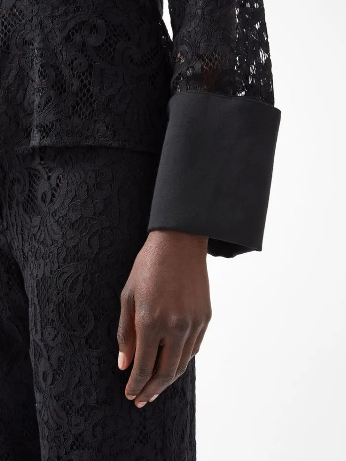 French Connection Tops Asura Lace Long Sleeve Shirt Blackout 8211 Woman