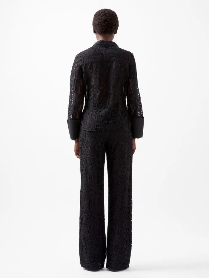 French Connection Tops Asura Lace Long Sleeve Shirt Blackout 8211 Woman