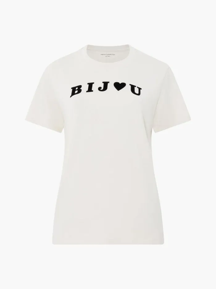 French Connection Tops Bijou Flocked Graphic TShirt Lgt Stoneblack 8211 Woman