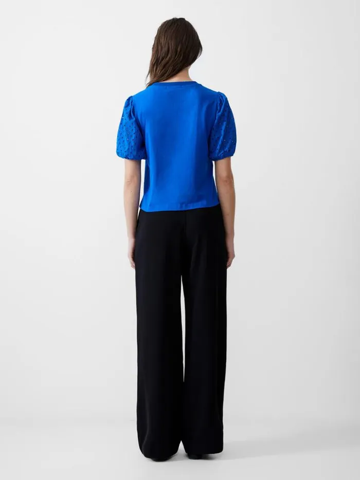 French Connection Tops Broderie Sleeve Top Bright Blue 8211 Woman