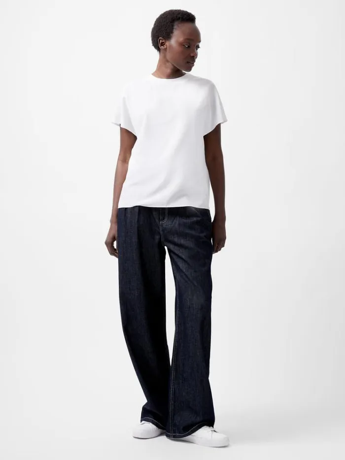 French Connection Tops Caprina Recycled Crepe Crew Neck Top Winter White 8211 Woman