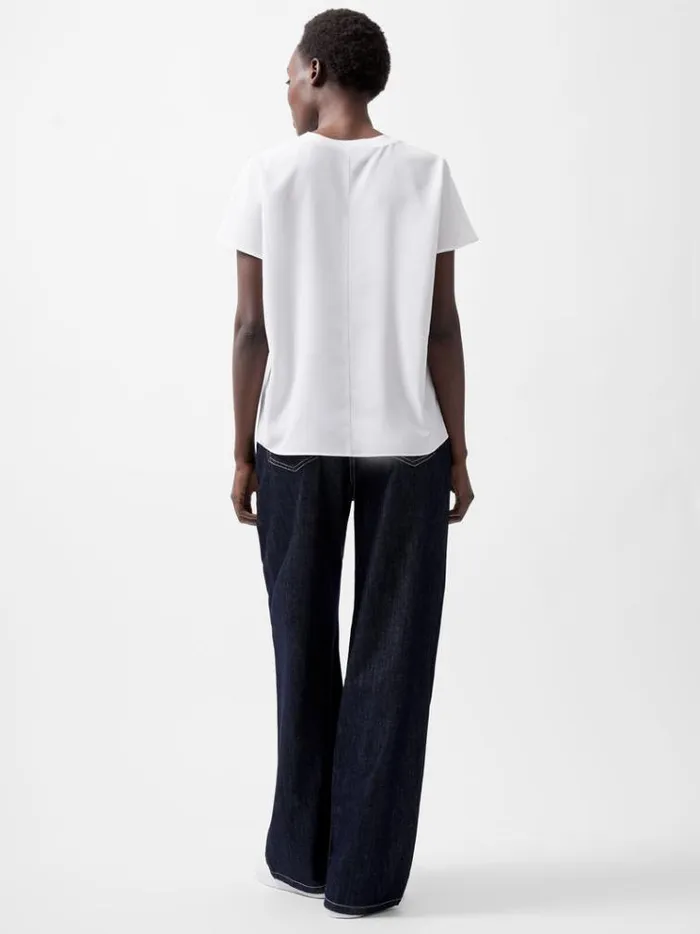 French Connection Tops Caprina Recycled Crepe Crew Neck Top Winter White 8211 Woman