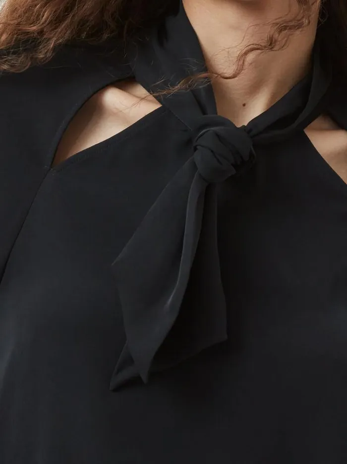 French Connection Tops Carmen Recycled Crepe Tie Blouse Blackout 8211 Woman