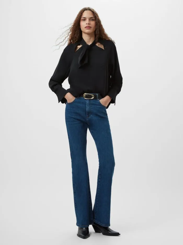 French Connection Tops Carmen Recycled Crepe Tie Blouse Blackout 8211 Woman