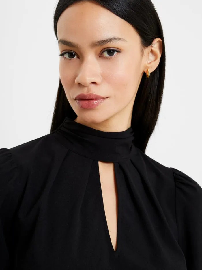 French Connection Tops Crepe Light High Neck Long Sleeve Top Black 8211 Woman