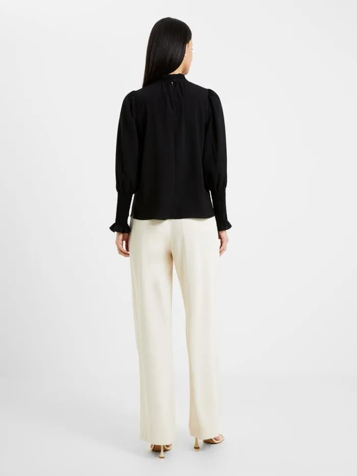 French Connection Tops Crepe Light High Neck Long Sleeve Top Black 8211 Woman