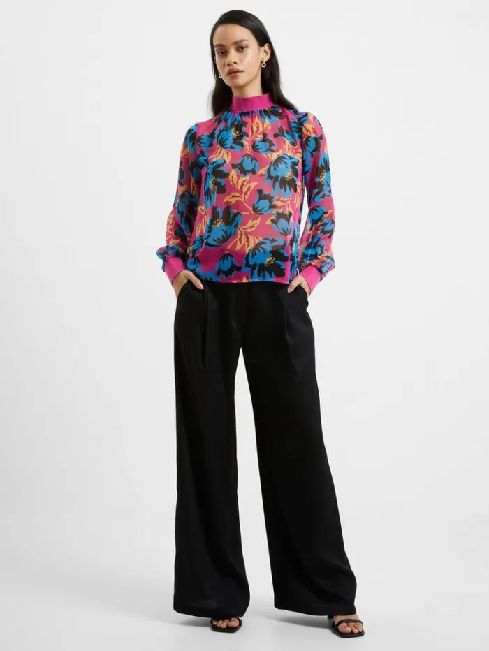 French Connection Tops Darla Recycled Eloise High Neck Top Fuschia 8211 Woman