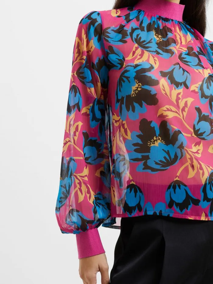 French Connection Tops Darla Recycled Eloise High Neck Top Fuschia 8211 Woman
