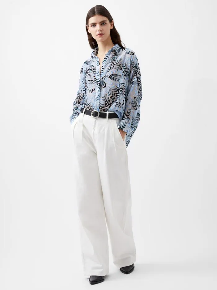 French Connection Tops Diandra Devore VNeck Button Through Popover Shirt Mauve Morn 8211 Woman