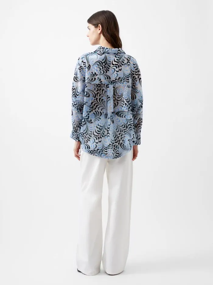 French Connection Tops Diandra Devore VNeck Button Through Popover Shirt Mauve Morn 8211 Woman