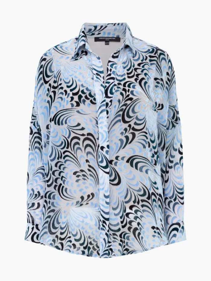 French Connection Tops Diandra Devore VNeck Button Through Popover Shirt Mauve Morn 8211 Woman