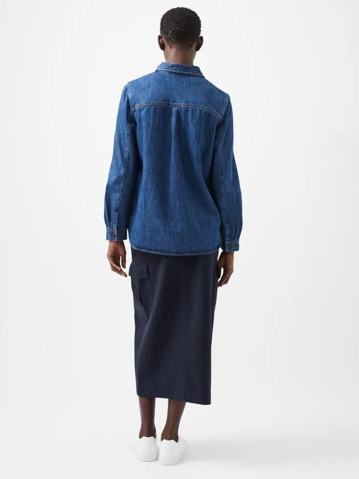 French Connection Tops Finley Denim Long Sleeve Shirt Vintage 8211 Woman